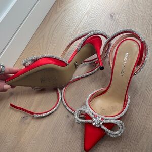 MACH & MACH Red Heels with Crystal Bow